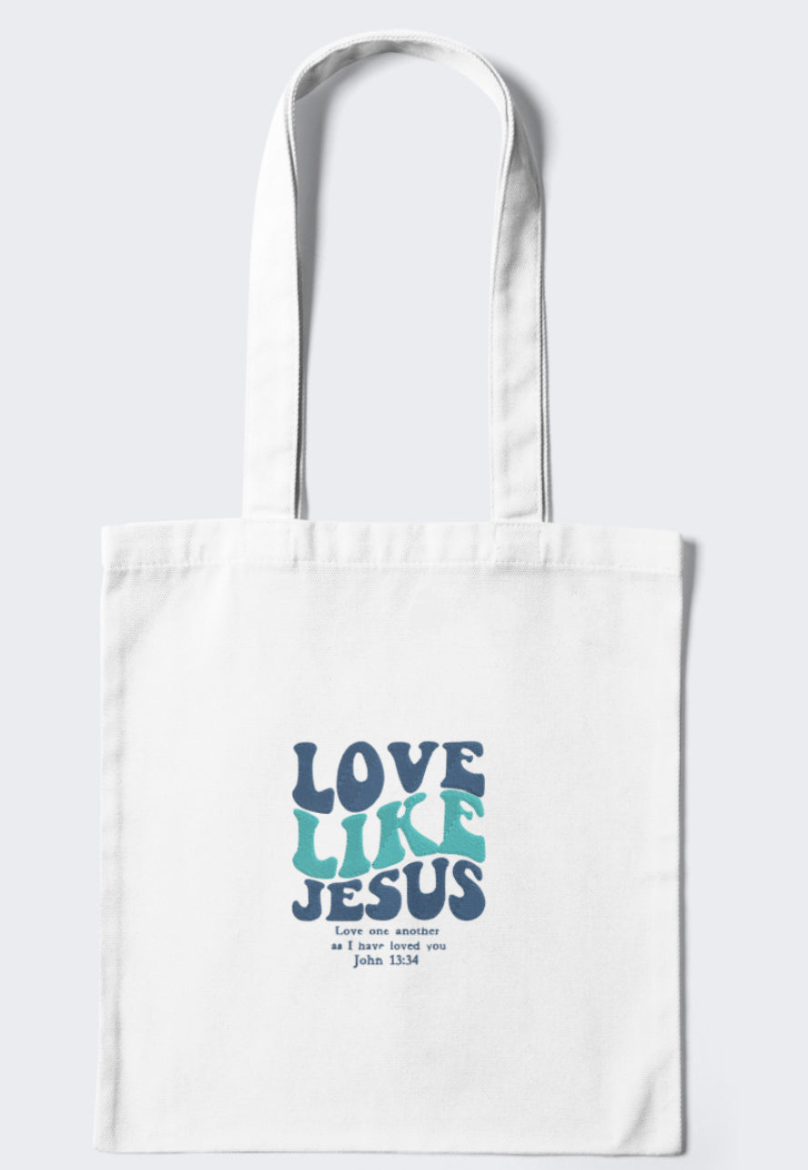 Embroidered Love Like Jesus Christian Verse Tote Bag