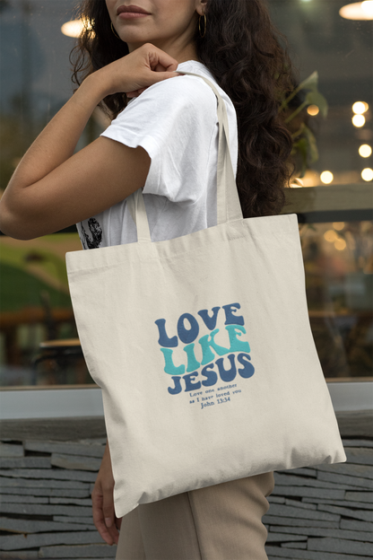 Embroidered Love Like Jesus Christian Verse Tote Bag